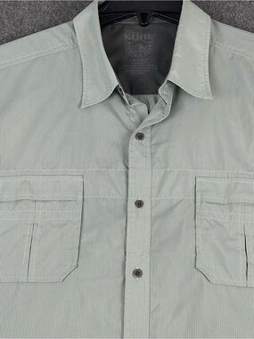 KUHL ELUXUR Mens Button Up Short Sleeve Shirt XXL Lightweight Casual Sage Green
